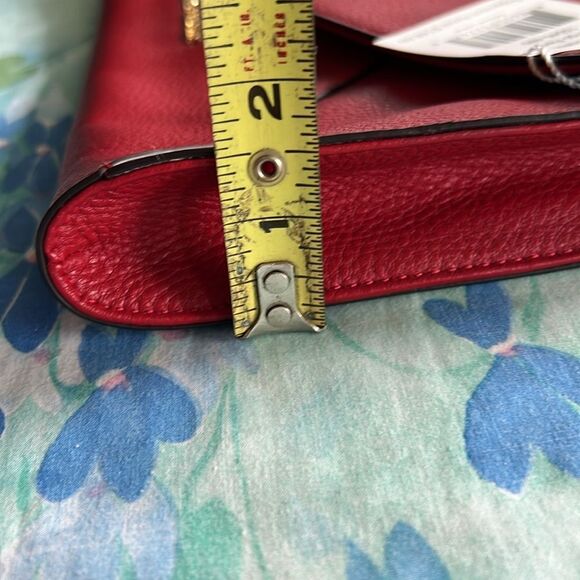 Vera Bradley Harper Leather Envelope Shoulder ClutchTango Red - Picture 12 of 12